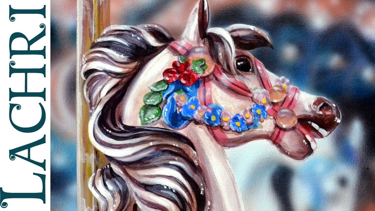 Speed Painting Carousel Horse in acrylic and airbrush - Time Lapse Demo by Lachri