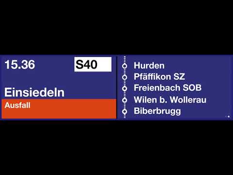 SBB Ansage - Ausfallmeldung zur S40 nach Einsiedeln in Rapperswil