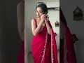 Red Jimmy Choo Saree Wedding Guest Saree Look Red Silk Saree Shorts