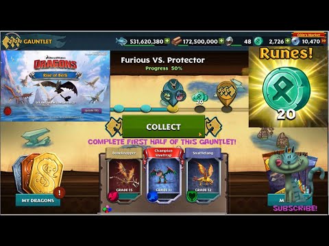 Dragons Rise of Berk Complete first Half of Gauntlet Furious vs Protector and collect 20 Runes