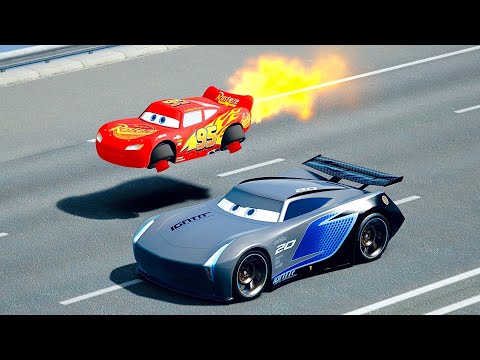 Lightning McQueen Spacecraft vs Jackson Storm - Drag Race 20 KM