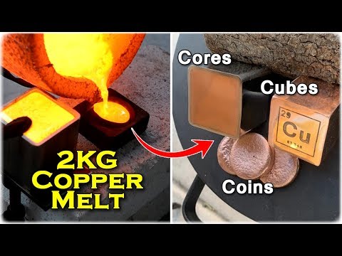 Casting COPPER Cores, Coins & Element Cubes - HUGE 2KG Copper Melt