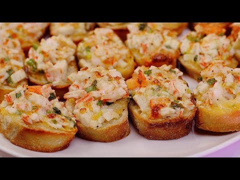 Shrimp & Imitation Crab Toast, Best Appetizer for Parties! [CC Added]
