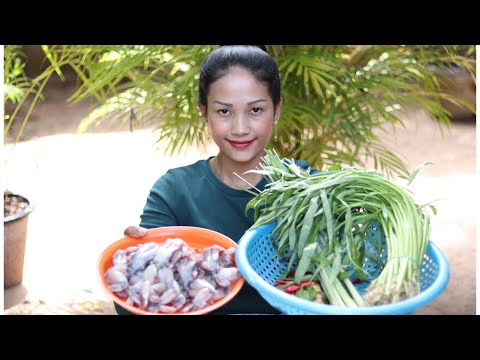 Yummy Frog Water Spinach Stir Fried Recipe - I Am Thyda Cooking