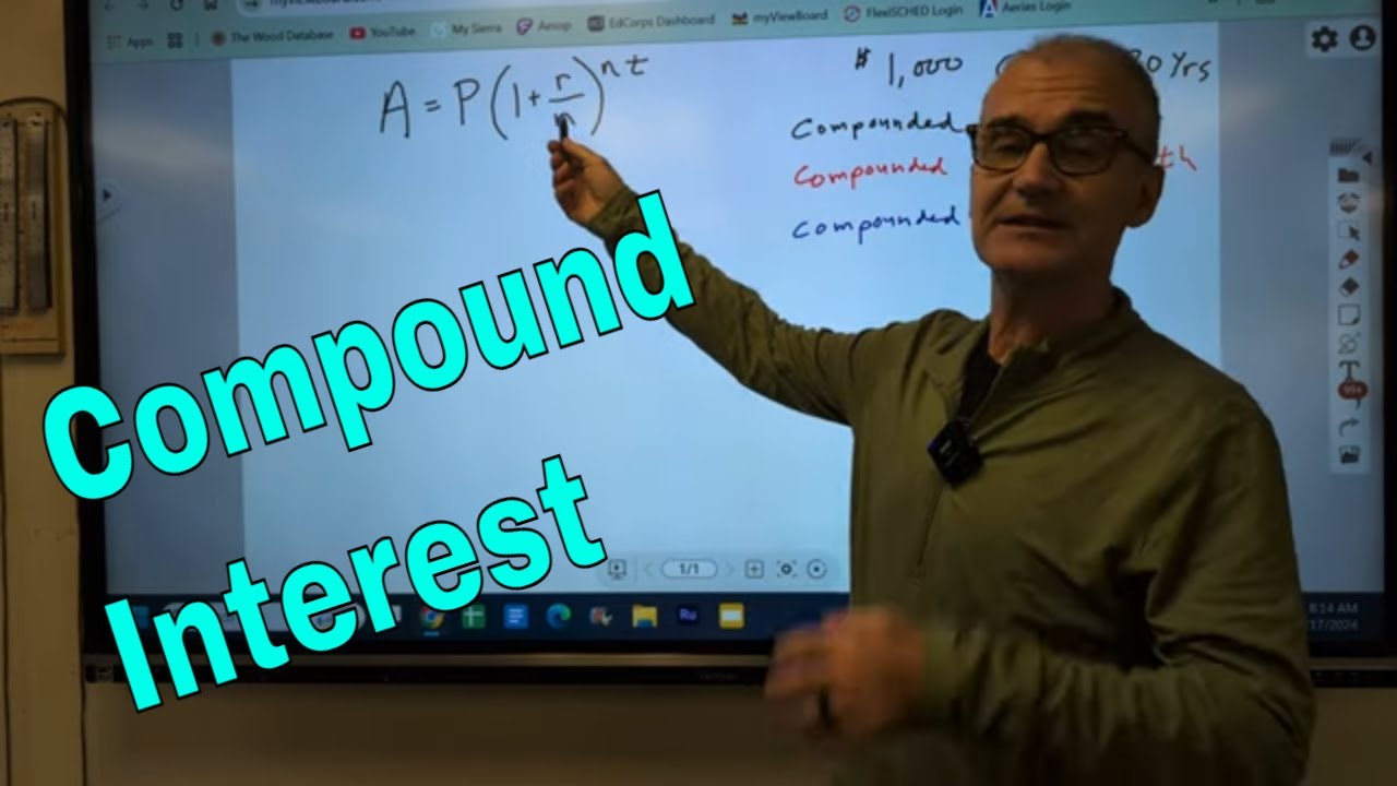 Compound Interest Explained, A=P(1+r/n)^(n*t)