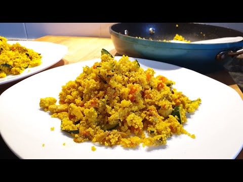 Cuscús Mediterráneo con Verduras, Pollo y Cúrcuma - ✅ Cous cous receta deliciosa y saludable