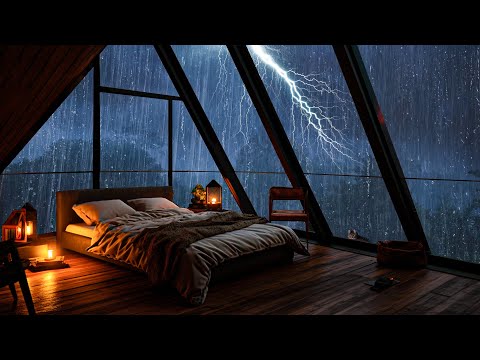 Regengeräusche zum einschlafen – Starker Regen, Wind und Donner In der Nacht - Rain Sound #6