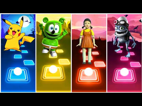 Pikachu vs Gummy Bear vs Red Light Green Light vs Crazy Frog - Tiles Hop EDM Rush