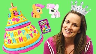 Huge BIRTHDAY Play Doh Cake Surprise Toys Frozen MyLittlePony POP Shopkin Hello Kitty Egg Plastilina