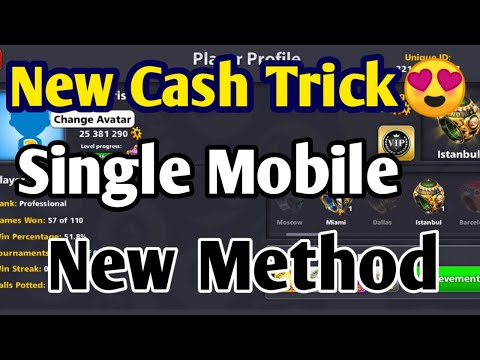 8 Ball Pool Cash Trick using 1 Mobile 2020