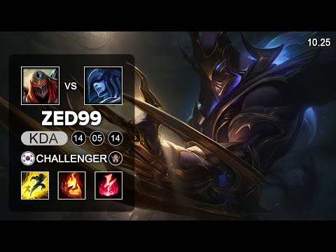 ZED99 Zed Mid vs Lissandra - KR Challenger Patch 10.25