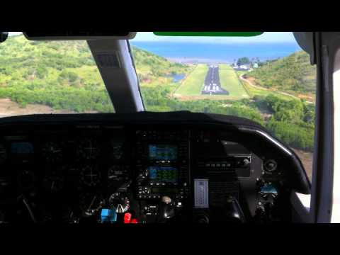Landing on Australia's shortest runway - Mabuiag, Torres Strait, Britten-Norman BN-2A-21 Islander
