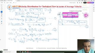 Lecture 107 #Velocity #Distribution for #Turbulent Flow in terms of #Average #Velocity