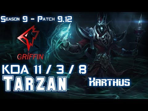 GRF Tarzan KARTHUS vs LEE SIN Jungle - Patch 9.12 KR Ranked