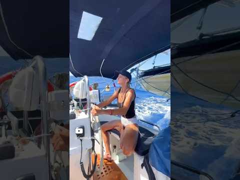 Sailing a 5 ton sailboat with a head sail 😀⛵ 😀#shorts #shortsvideo #shortsvideo #short #sailing