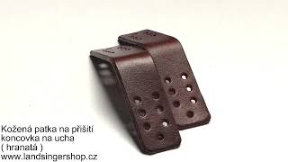 Kožená patka na přišití, koncovka na ucha ( hranatá )
