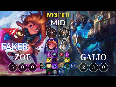 T1 Faker Zoe vs Galio Mid - KR Patch 10.17
