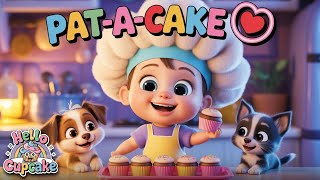 Pat-a-Cake 🎂 | Fun 3D Cartoon Baking Rhyme for Kids | Baby Chef, Puppies &amp; Cupcakes