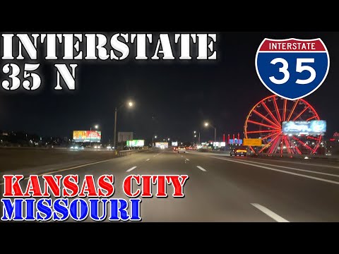 I-35 North - Kansas City - Missouri - 4K Night Highway Drive