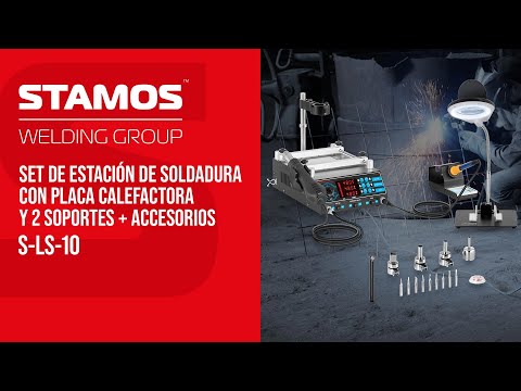 vídeo - Set de estación de soldadura con placa calefactora y 2 soportes + accesorios