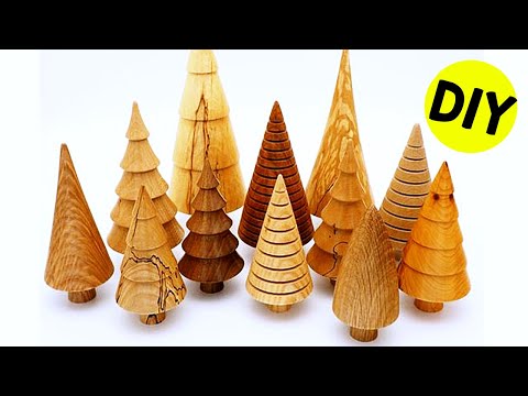 Tutorial how to make Wooden Christmas Tree. Wood turning.  DIY