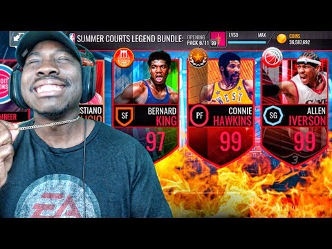 HOT LEGEND SUMMER PACK OPENING & 99 OVR CONNIE HAWKINS! NBA Live Mobile Gameplay Ep. 139