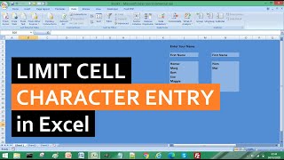 How to Limit Cell Character Entry in Excel