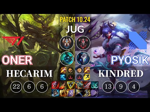 T1 Oner Hecarim vs DRX Pyosik Kindred Jungle - KR Patch 10.24