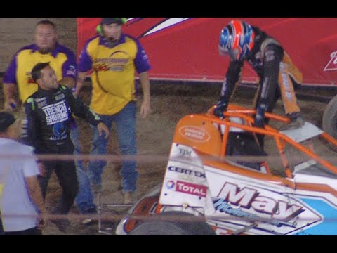 Tempers Flare At Bakersfield Speedway: Damion Gardner and Chase Johnson.