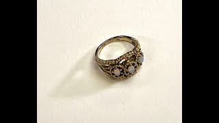 Vintage 18K Gold Plated HGP Signed Size 9 Ring with Opal Stone