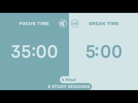 4-Hour 35/5 Pomodoro Timer | No Music | Study With Me | Deep Focus | Work · ADHD · Countdown