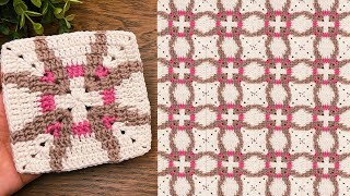 Learn How to Crochet This Beautiful Geometric Square- Perfect for Blankets & Cushions