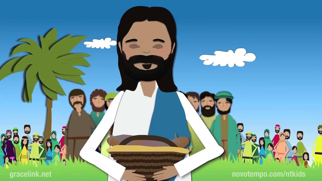 DESENHOS BÍBLICOS - UM MENINO REPARTE SEU LANCHE