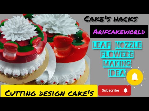 Leaf🍀 Nozzle se flowers kaise banaye simple design cake's #arifcakeworld  fresh cream cake making