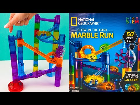 Unpacking/review rainbow roller coaster marble run kit glow in the dark ☆ national geographic /stem