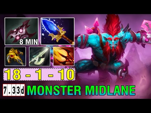 [Huskar] Midlane Vs Puck Destroyed Lane 8Min Armlet 1v5 Burning Spear Amazing Dagon Build Unstopable
