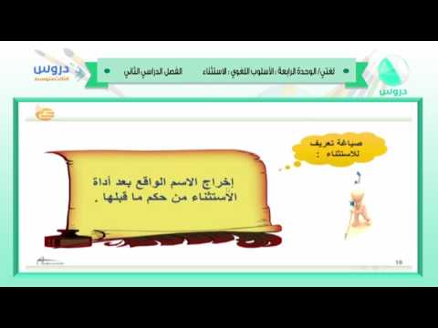 الثالث المتوسط| الفصل الدراسي الثاني 1438 | لغتي الخالدة | الوحدة الرابعة :الاسلوب اللغوي :الاستثناء