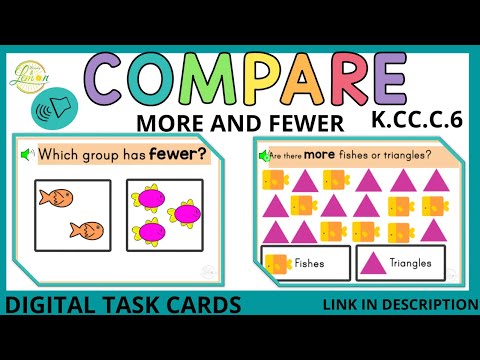 How to teach kids the difference of More vs  Less Boom Cards K.CC.C.6 #toddleractivities #homeschool