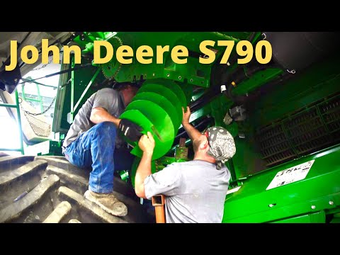 John Deere S790 - Installing vertical & horizontal unload augers.