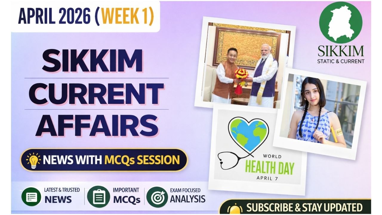 APRIL  2026 Sikkim Current Affairs (Week 1) News With MCQs