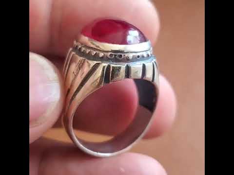 handmade 925 sterling silver man mens ring natural unheated ruby yaqut, ruby stone , خاتم ياقوت