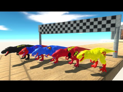 5x T-REX MARVEL vs KING GHIDORAH DEATH RUN - Animal Revolt Battle Simulator