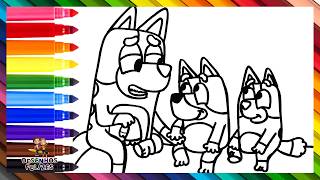 Desenhar e Colorir Bluey e Bingo com Sua Mãe 🐶🐕❤️ Desenhos para Crianças