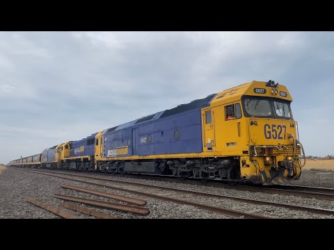 7731V Pacific National grain train with G527 X50 G540 slowly arriving at Gheringhap loop 15/3/2025