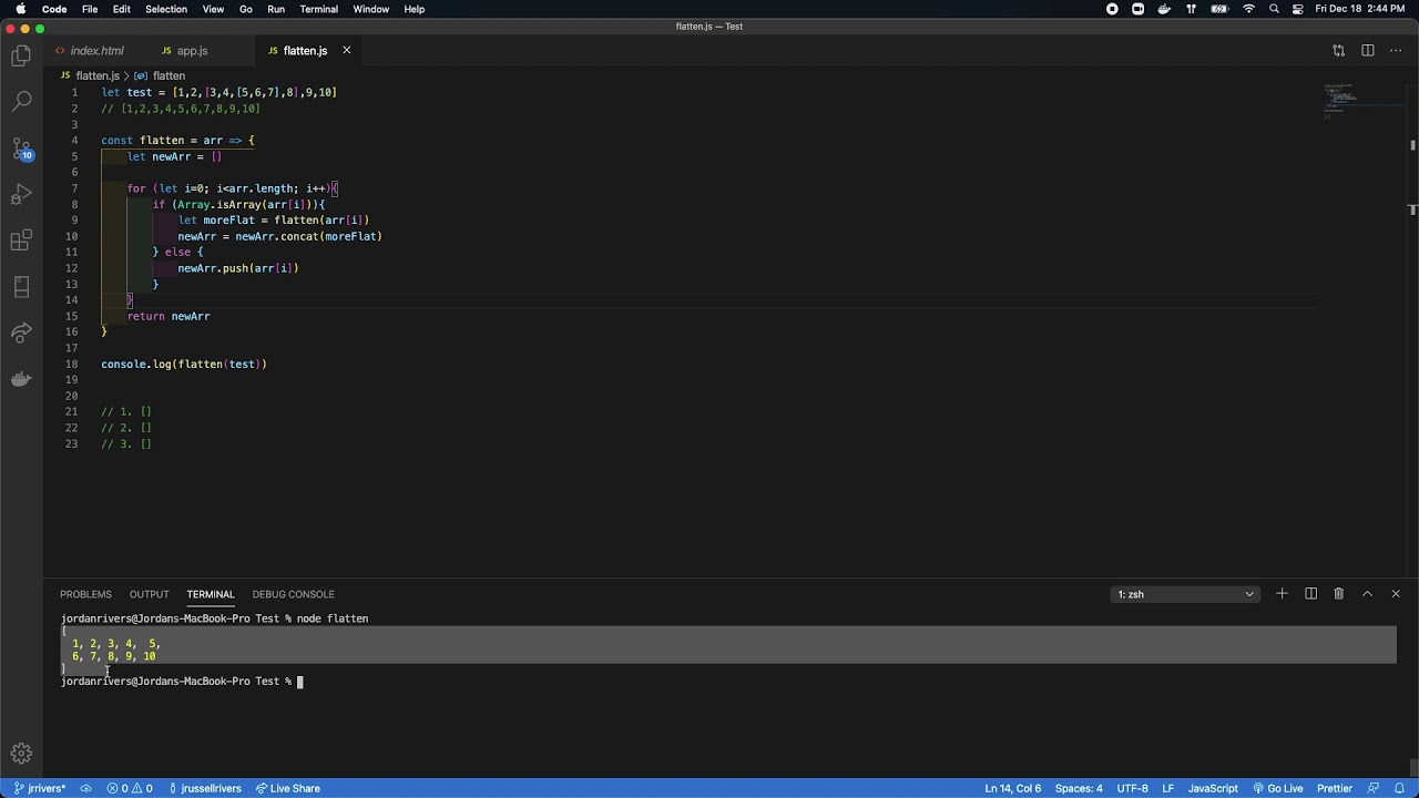 Flatten Array algorithm in Javascript