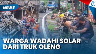 BIKIN GELENG-GELENG, Warga Wadahi Solar dari Truk Tangki yang Oleng di Purworejo