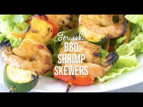 Teriyaki BBQ Grilled Shrimp Skewers Recipe ⁠
