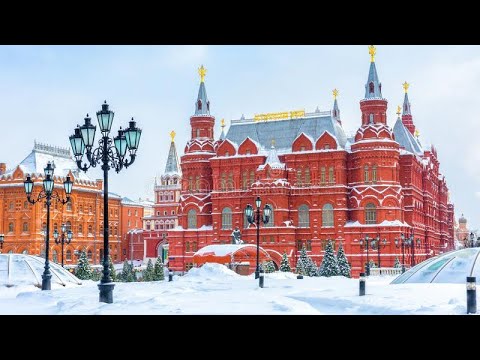 Russia. Red Square in winter, Russian  souvenirs, Maslenitsa holiday , Christmas market