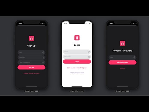 Swift UI - Login, Sign Up And Password Recovery UIs with keyboard management.