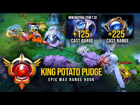 New Neutral Item 7.32 + Aether Lens — Insane Cast Range Hook By King Potato Pudge | Pudge Official